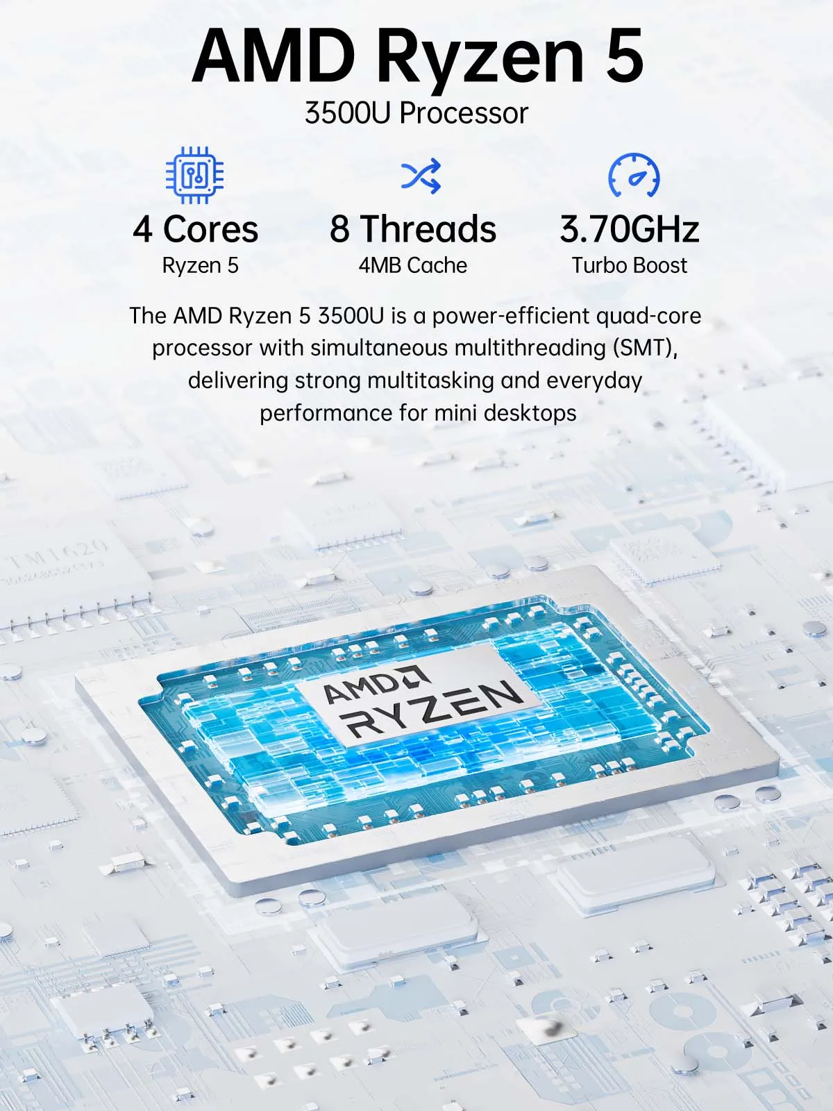 GMKtec G10 Mini PC AMD Ryzen 5 3500U 16GB DDR4 500GB SSD NVME Wifi5 BT5.0 Windows 11 Triple Display Desktop DIY Gamer Computer - Image 3