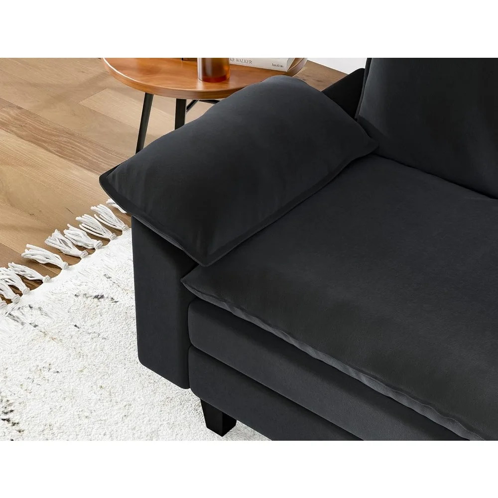 Cloud Sectional Couches for Living Room, L Shaped Couch with Ottoman, Dark Gray Modular Sectional Sofas for Apartment 3 Seat - Image 6