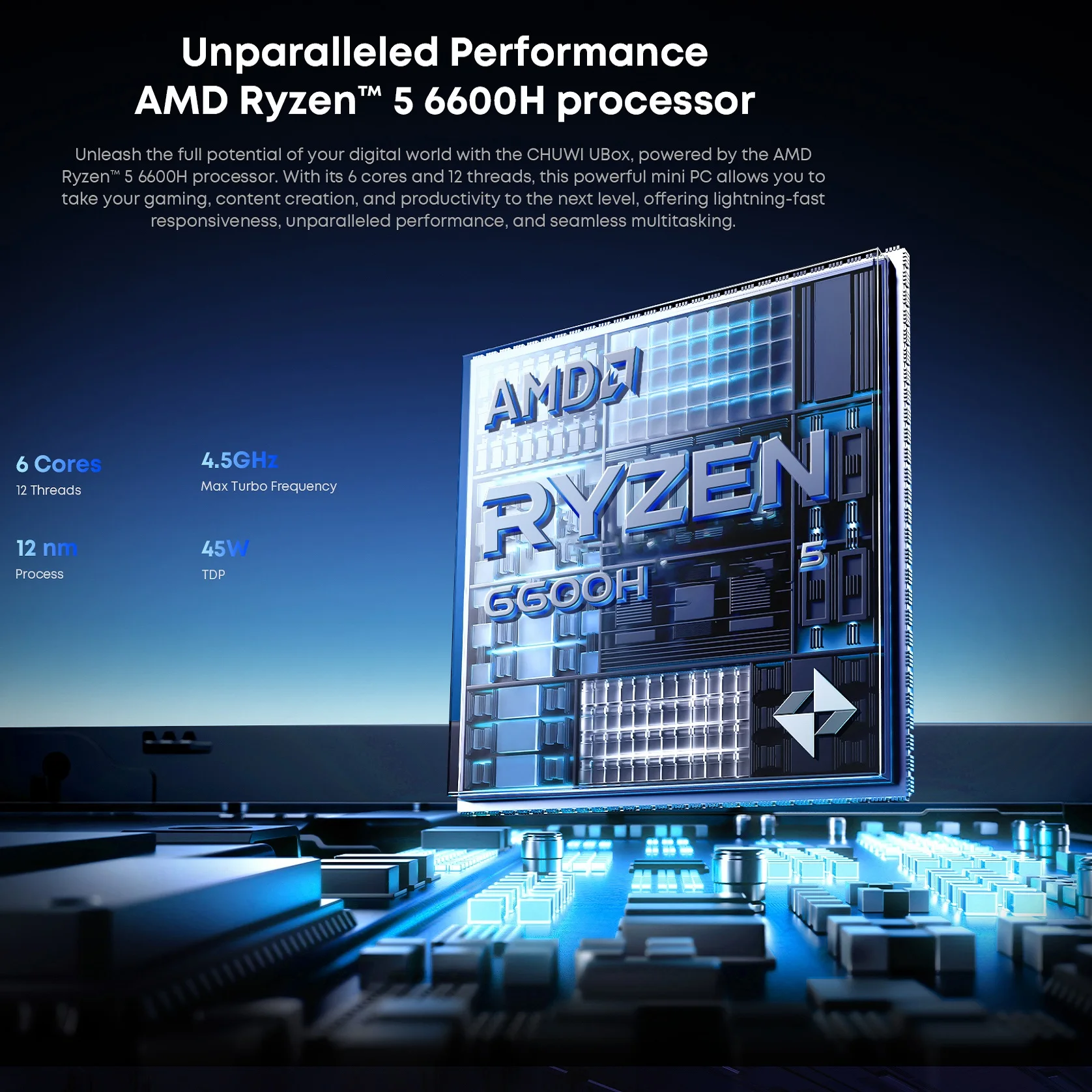 CHUWI UBox Mini PC Ryzen 6600H/7430U Processor AMD CPU 16GB RAM 512GB SSD Windows 11 Desktop Computer PC 4K Decording WIFI 6 PC - Image 3