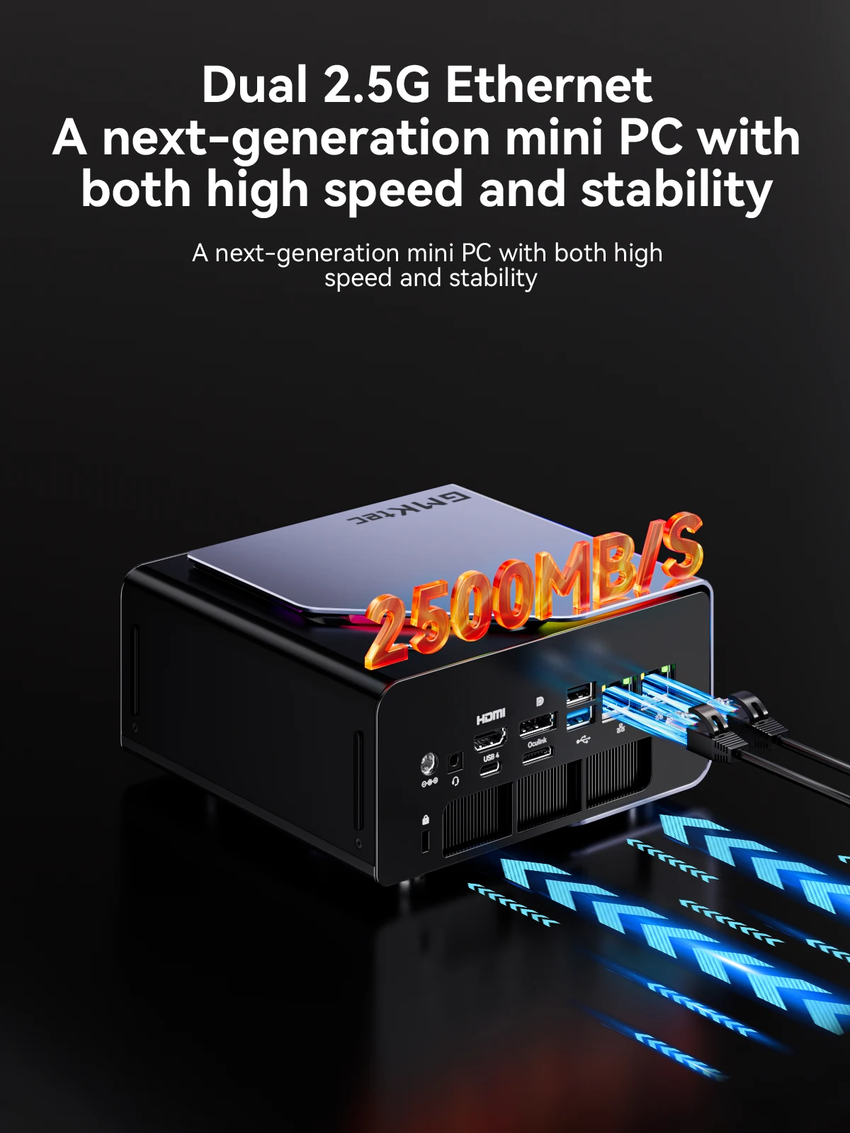 GMKtec K12 Mini PC AMD Ryzen™ 7 H 255 Dual DDR5 5600MT/s 3*SSD PCIe4.0 WiFi 6 BT 5.2 Dual 2.5G LAN OCulink Desktop Computer - Image 3