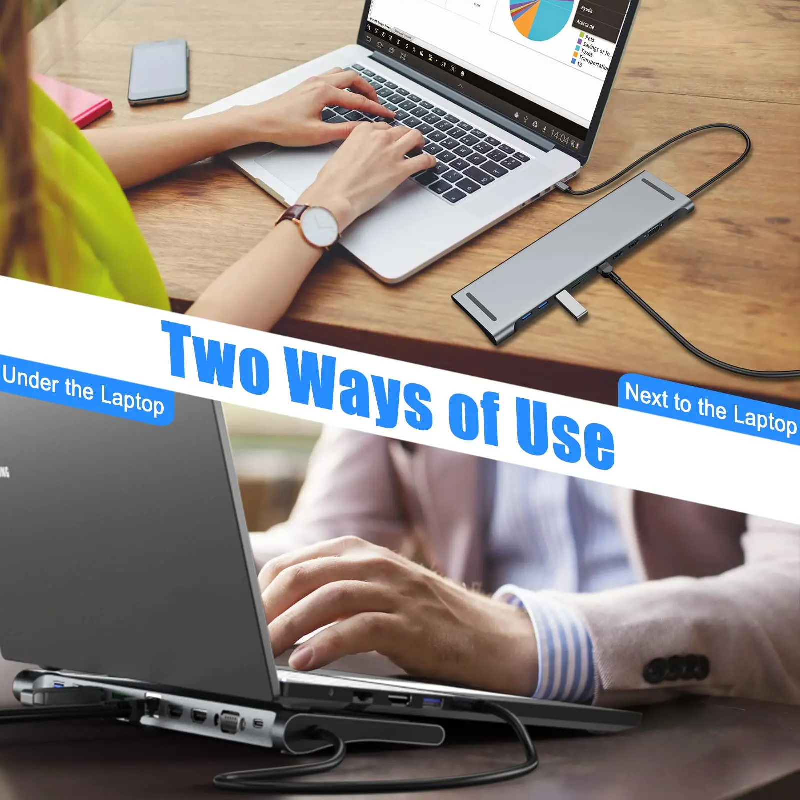 12 in 1 MST USB C Docking Station with USB Ports Dual 4K HDTV VGA 3.5 Audio PD 100W SD TF Ethernet Laptop for MacBook Dell XPS - Image 6