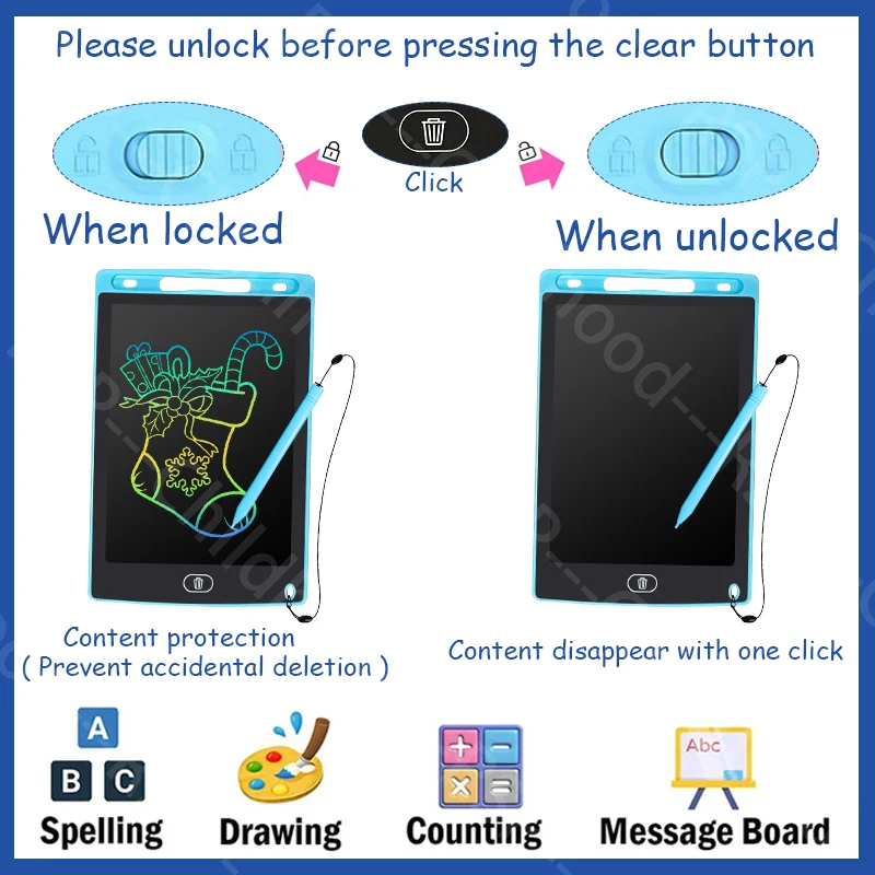 16/12/10/8.5-Inch LCD Graphic Tablet,Drawing Tablet,Electronic Writing Board,3-12Years Kids Birthday Gifts/Christmas/Travel Toys - Image 3