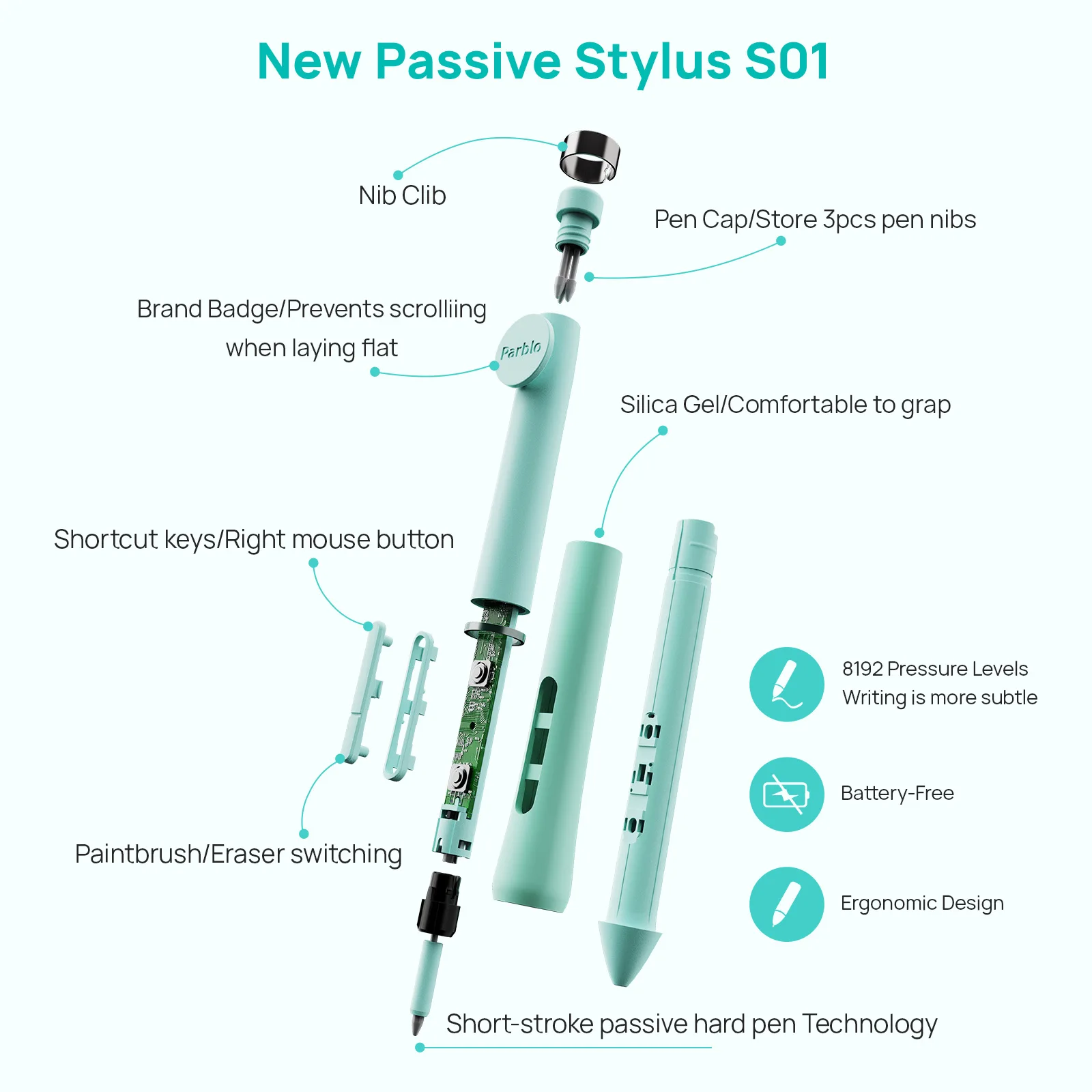 Parblo Intangbo X7 Drawing Tablet 7.2x4.5 inch Graphics Tablets,Digital Drawing Tablet with 6 Customized Keys for Digital Art - Image 2