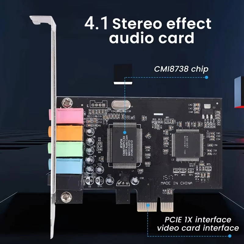 PCI-E 4.1 Sound Card Computer PCIE 4.1 Channel 3D Audio 6 Channels 3D Games Music Digital Sound Card PCI Express 4.1 CH 24Bit - Image 4