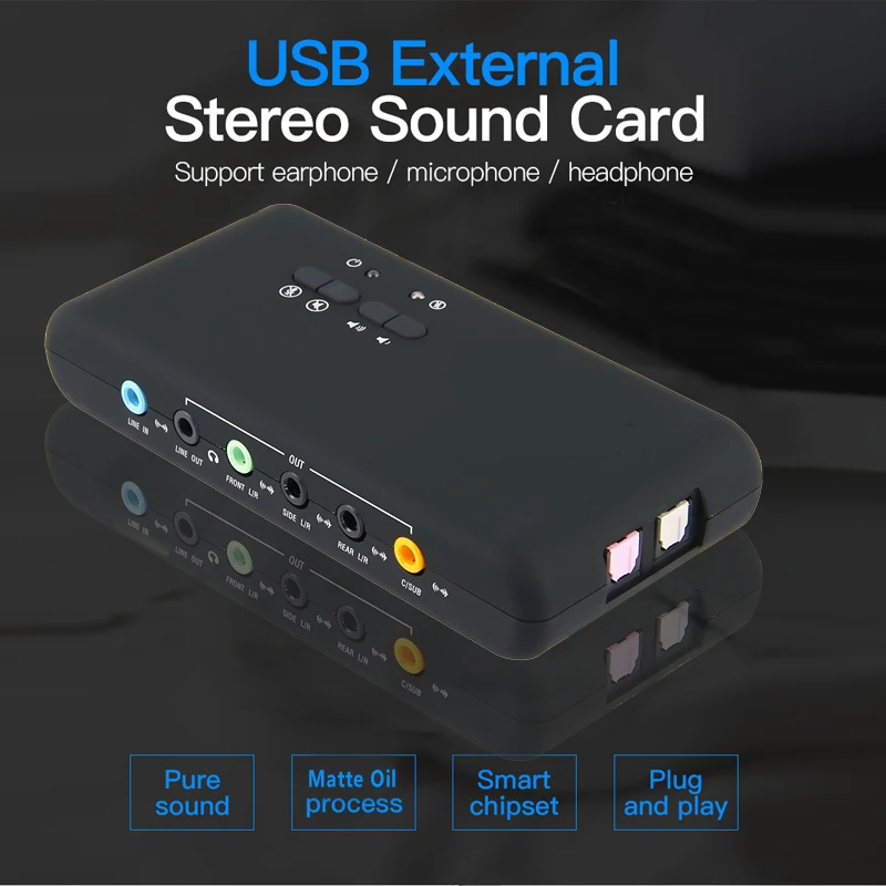 Urgrico external Sound Card with SPDIF & USB Extension Cable remoted wake-up studio record USB 7.1 Sound card for PC computer - Image 5