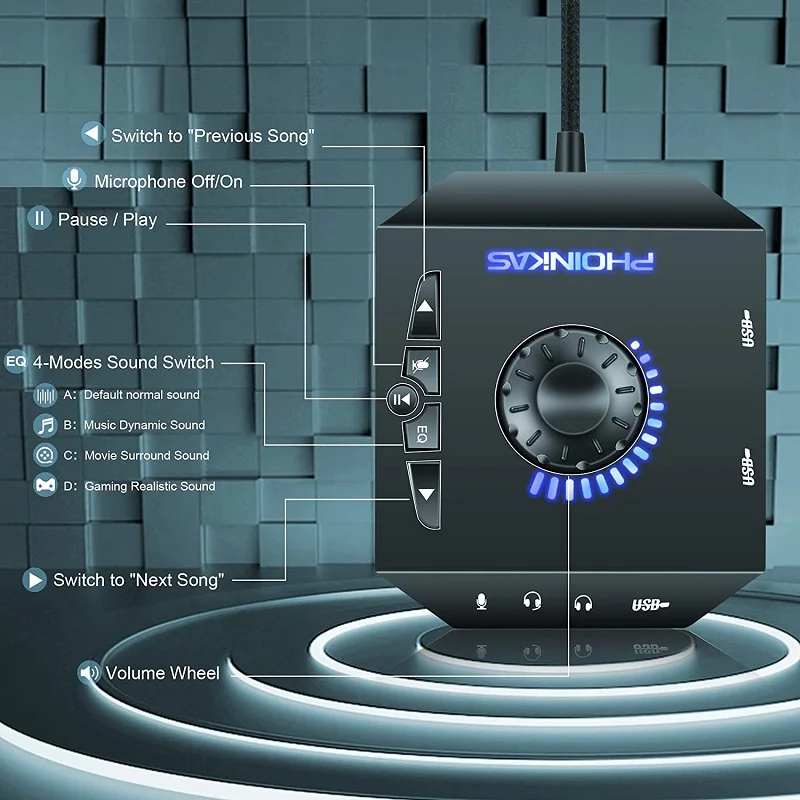 Professional Computer External Sound Card USB Audio Adapter for PC Windows Laptops Desktops with 3.5mm Interface USB Interface - Image 4