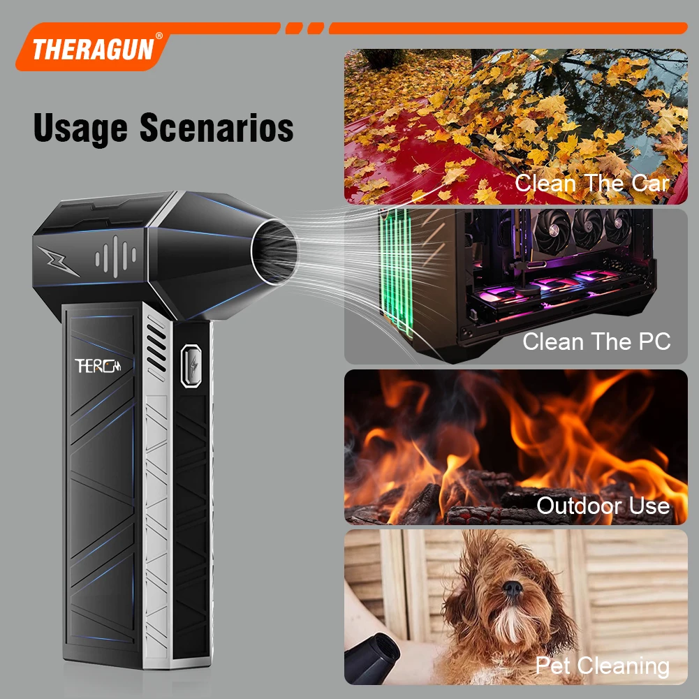 Updated X3Ultra Turbo Jet Fan,Mini Handheld 180000RPM Powerful Compressed air Duster for Car Dryer/PC/Home Cleaning-THERAGUN - Image 3