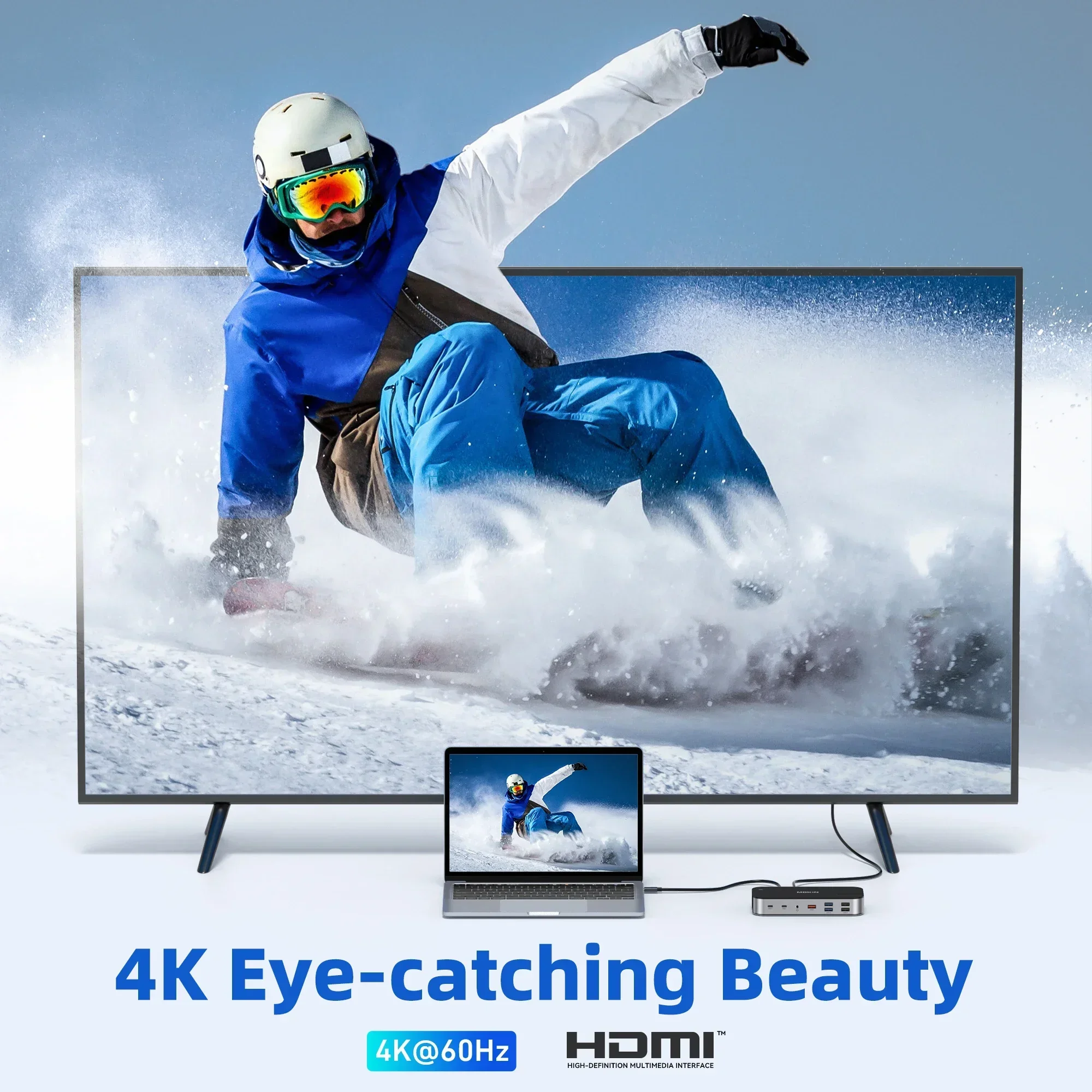 MOKiN 16 in 1 Docking Station USB C Hub 3 HDMI 10Gbps USB 3.1 RJ45 SD/TF Audio PD 100W For MacBook Air/Pro M1/M2 Laptop - Image 3