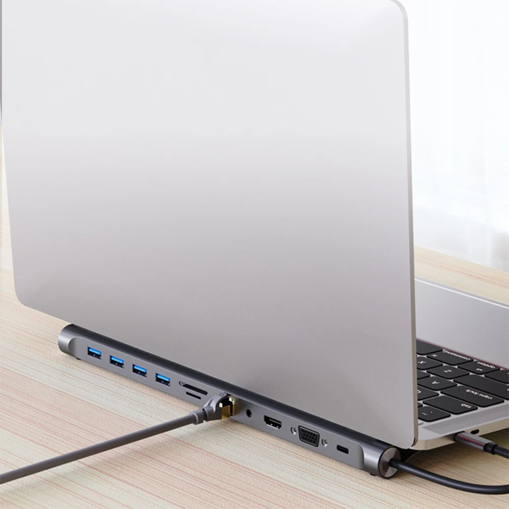 11 in 1 USB C Docking Station with 4K HDMI-Compatible VGA Ethernet USB C Dock 100W PD SD/TF Audio Type C Hub 1* USB 3.0 3*USB2.0 - Image 5