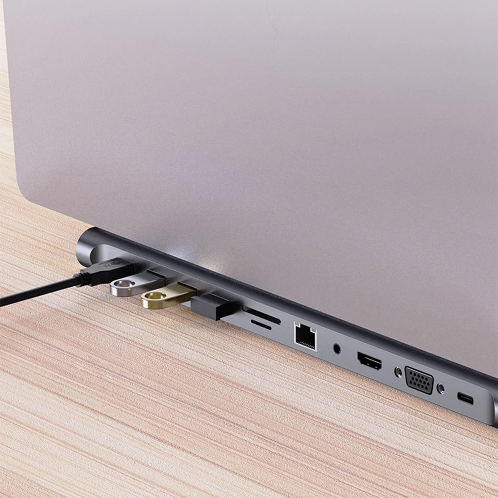 11 in 1 USB C Docking Station with 4K HDMI-Compatible VGA Ethernet USB C Dock 100W PD SD/TF Audio Type C Hub 1* USB 3.0 3*USB2.0 - Image 4
