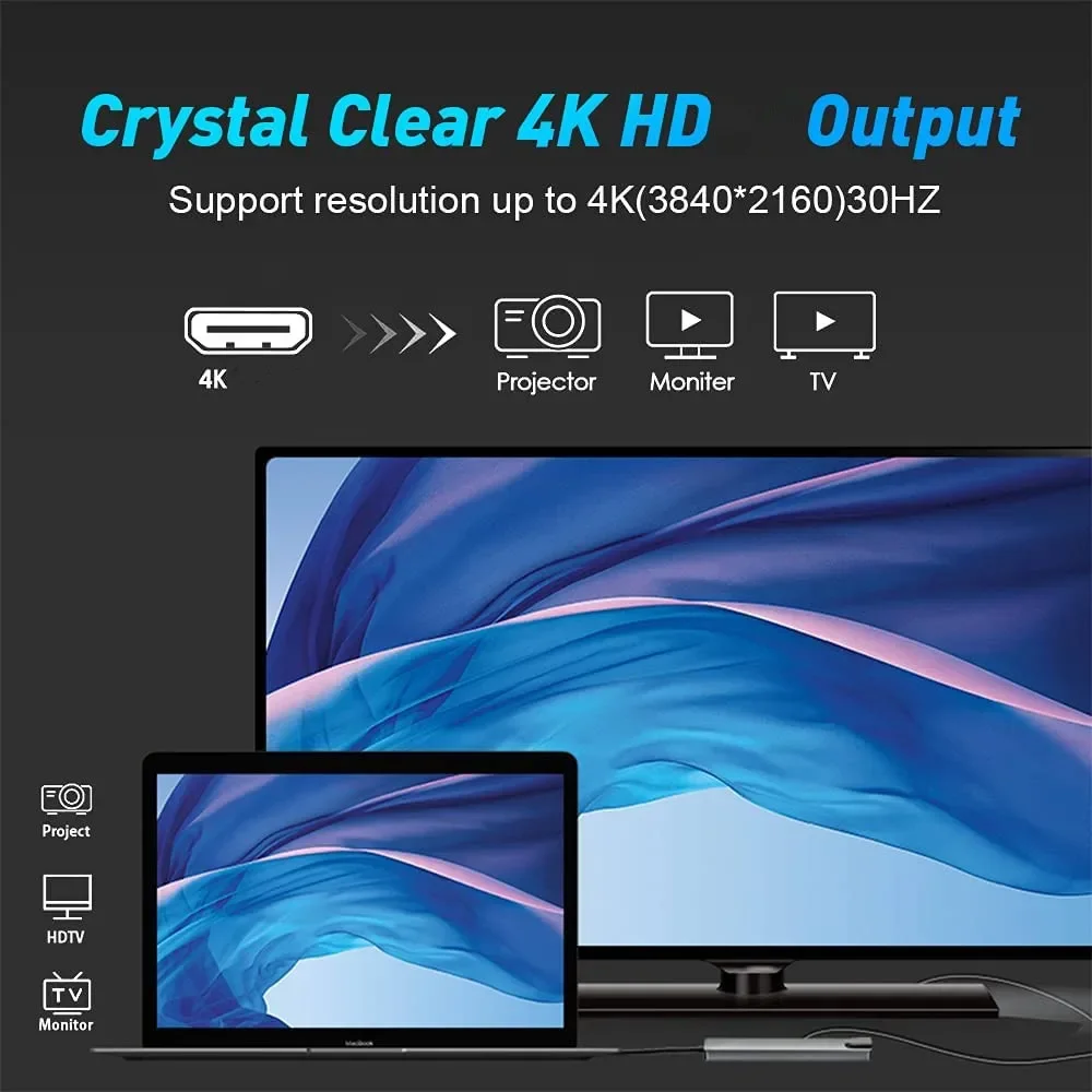 USB 3.0 Hub For Laptop Adapter PC Computer PD Charge Dock Station RJ45 HDMI-compatible TF/SD Card Notebook Type-C Splitter - Image 5