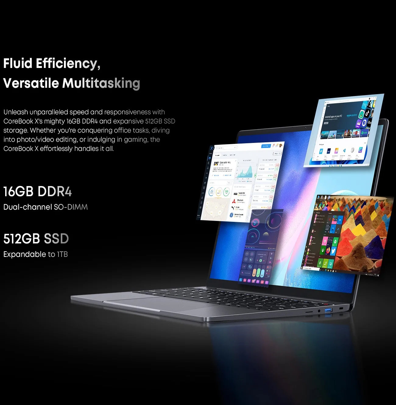 CHUWI Corebook X Laptop R5-7430U 14 inch FHD Screen 16GB RAM 512GB SSD WIFI 6 Windows 11 Gaming NoteBook AMD R5 Computer PC - Image 4