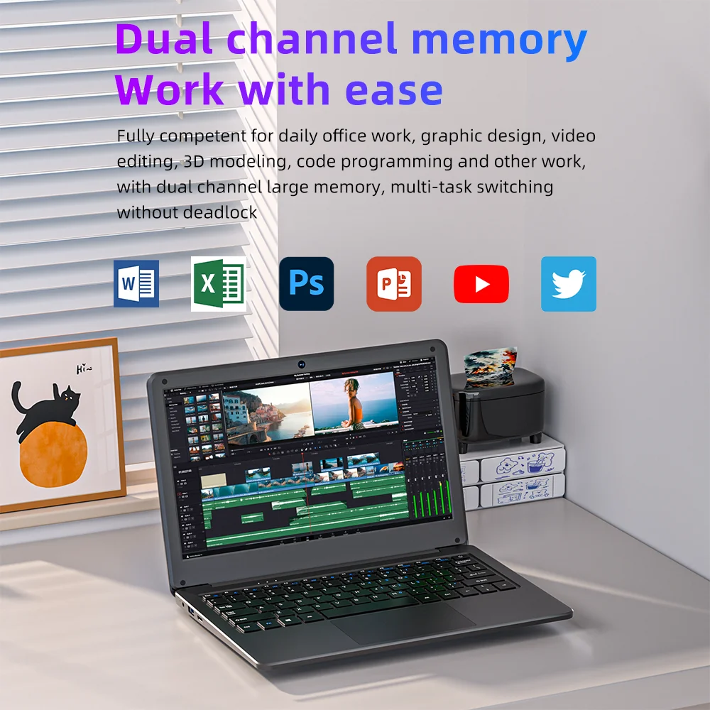 BYONE 11.6 Inch Mini Laptop Intel Celeron N4000 8GB RAM 128GB 256GB SSD Wifi Office Study Pink Portable Ultraslim Pocket Laptops - Image 4