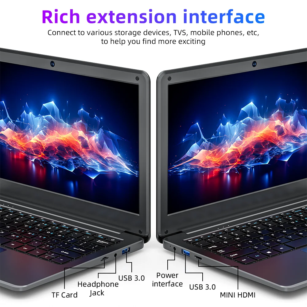 BYONE 11.6 Inch Mini Laptop Intel Celeron N4000 8GB RAM 128GB 256GB SSD Wifi Office Study Pink Portable Ultraslim Pocket Laptops - Image 6