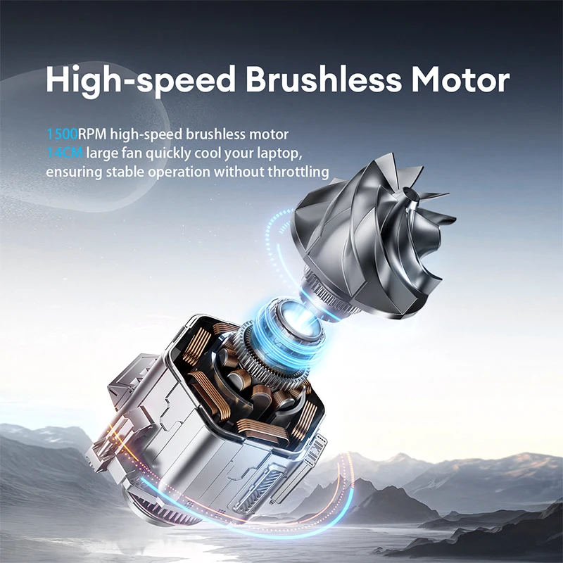 Llano V21 14cm Dual Fans Laptop Cooler 14"-17.3" Lighting Adjustable Foldable Laptop Cooler Pad Cooler Pad LED Light Fan - Image 3