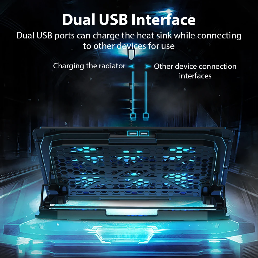 Laptop Stand 2 USB Ports For Notebook Compute PC Tablet Cooler Bracket Holder 18 Inch Cooling Pad Adjustable Macbook Accessories - Image 6