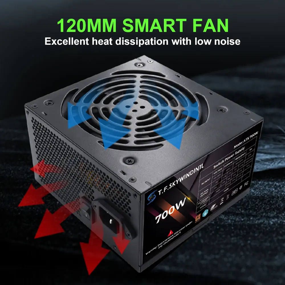 T.F.SKYWINDINTL PC PSU Power Supply 700W Game Gamer RGB 120mm Fan 110V 220V ATX Desktop Computer Power Supply For BTC Pc gamer - Image 3