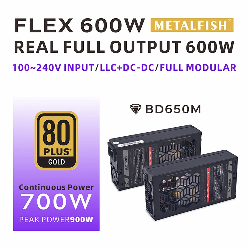 METALFISH Flex 500/600W Modular Power Supply Small 1U Computer PSU Flex-ATX 600W For ITX Mini PC POS AIO NAS 90-264V - Image 3