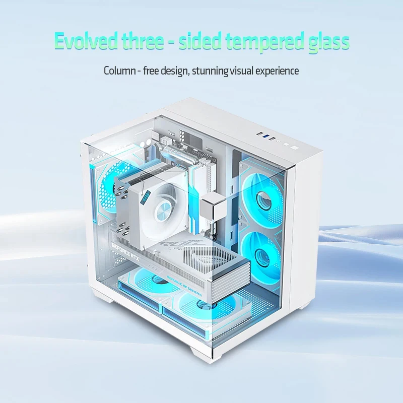 Yeah Magic CUBE PC Case Sea View Room Gaming Computer Desktop M-ATX ITX Motherboard Double-Sided Tempered Glass PC Gamer FANS*3 - Image 6