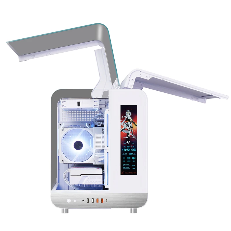 X-GAMERX HUANYI WING MATX Seaview room Case Vertical Desktop Computer 360 Water-cooled Chassis TYPE-C Interface With Screen - Image 5