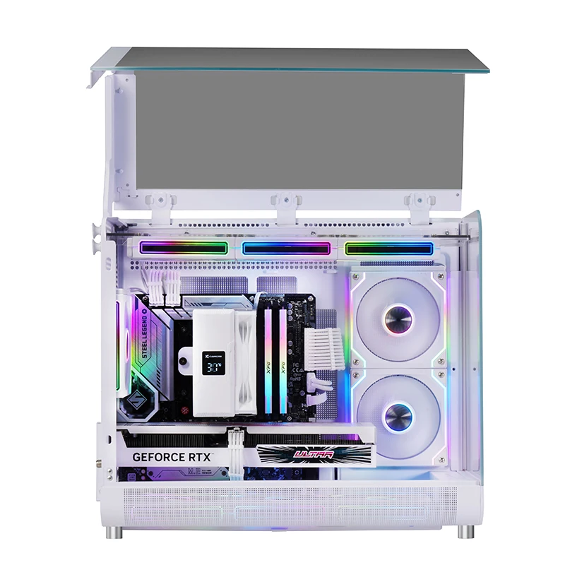 X-GAMERX HUANYI WING MATX Seaview room Case Vertical Desktop Computer 360 Water-cooled Chassis TYPE-C Interface With Screen - Image 6