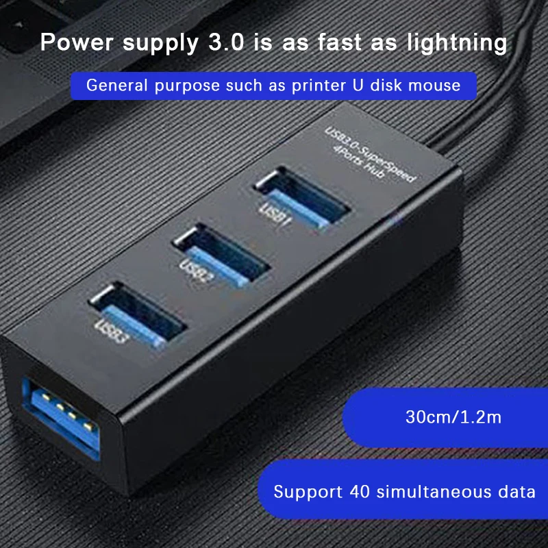 USB Hub Multi USB Splitter Hub Use Power Adapter 4 Port Multiple Expander 30cm/1.2m Hub Adapter High Speed For PC Computer - Image 4