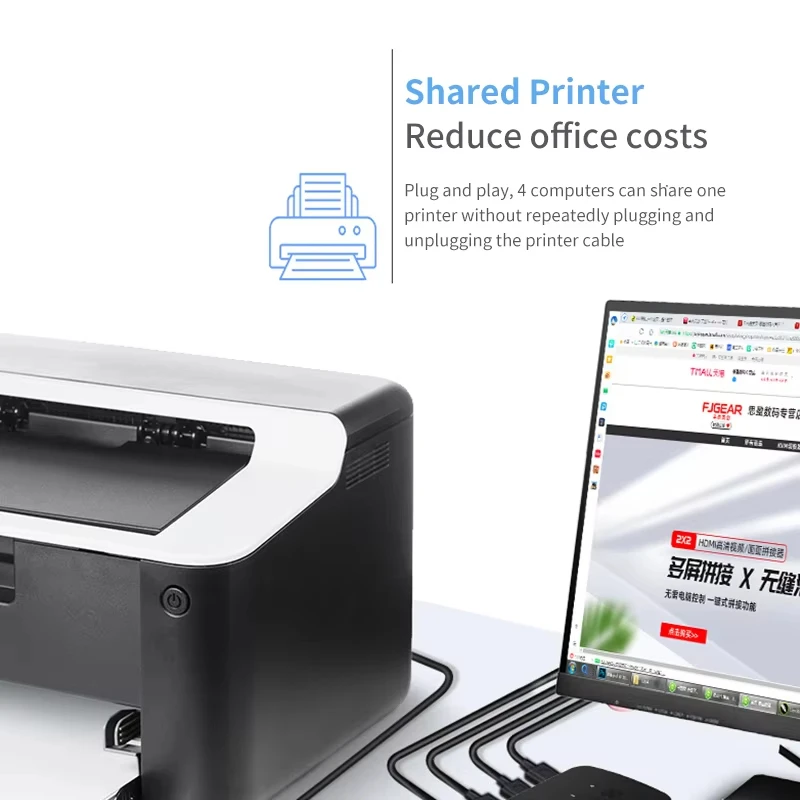 USB KVM Switch Adapter 2 Input 4 Output USB Switch KVM Switcher Printer Sharer For Computer Keyboard Mouse Sharer Controller - Image 4