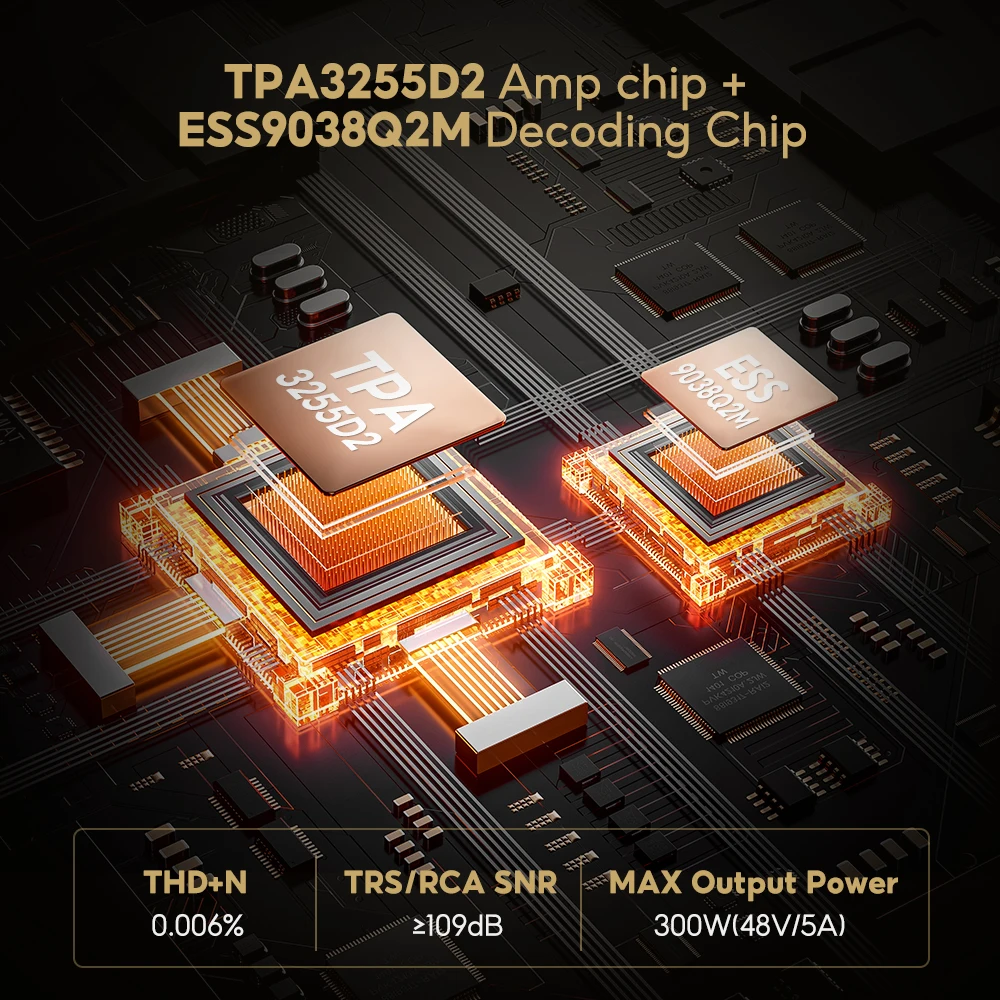 AIYIMA A80 TPA3255 DAC Bluetooth PFFB Stereo Power Amplifier 300Wx2 Class D 2.0 HiRes Digital Amp with RCA TRS OPT COA USB Input - Image 5