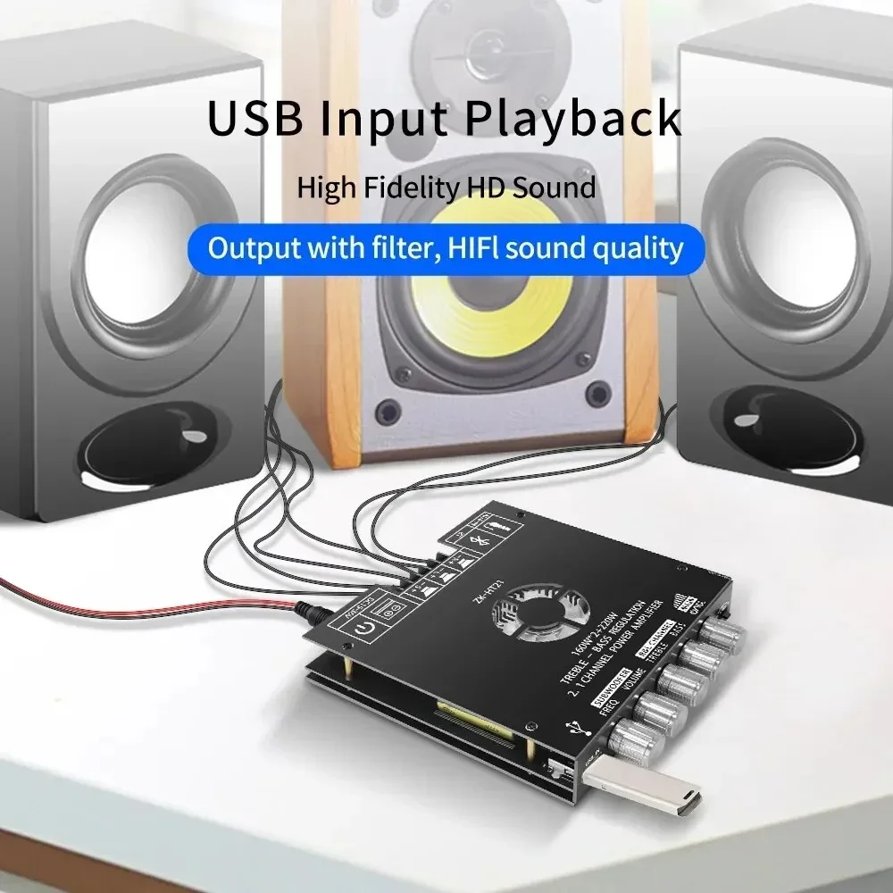 160WX2+220W 2x50W+100W Bluetooth Digital Power Amplifier ZK-HT21 ZK-MT21 2.1 Channel TDA7498E Module High And Low Tone Subwoofer - Image 6