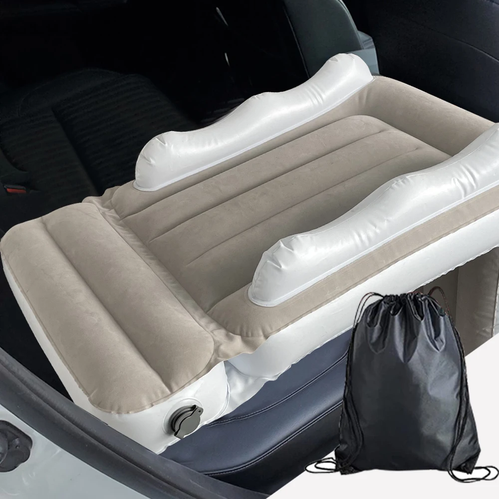 Infant Inflatable Mattress Kids Car Rear Car Mat Foldable Airplane Mattress Outdoor Travel Thickened Flocking Air Mattress - Image 3