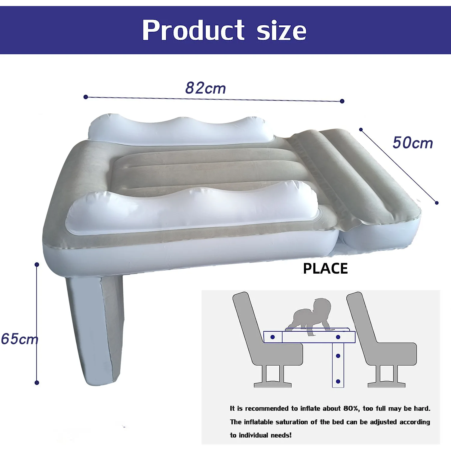 Infant Inflatable Mattress Kids Car Rear Car Mat Foldable Airplane Mattress Outdoor Travel Thickened Flocking Air Mattress - Image 6