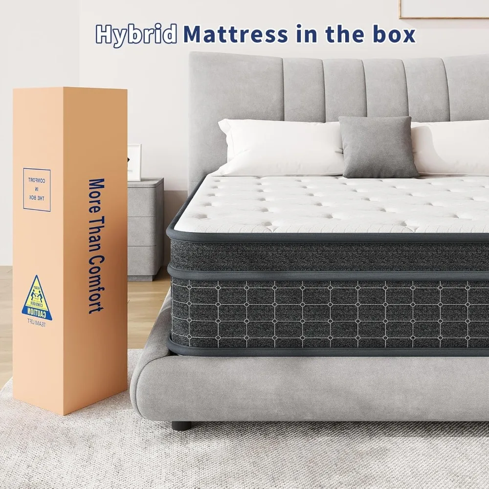 Mattress,12 Inch Mattresses in a Box, Individually Wrapped Pocket Coils for Isolate Motion,Pressure Relief,CertiPUR-US Certified - Image 6