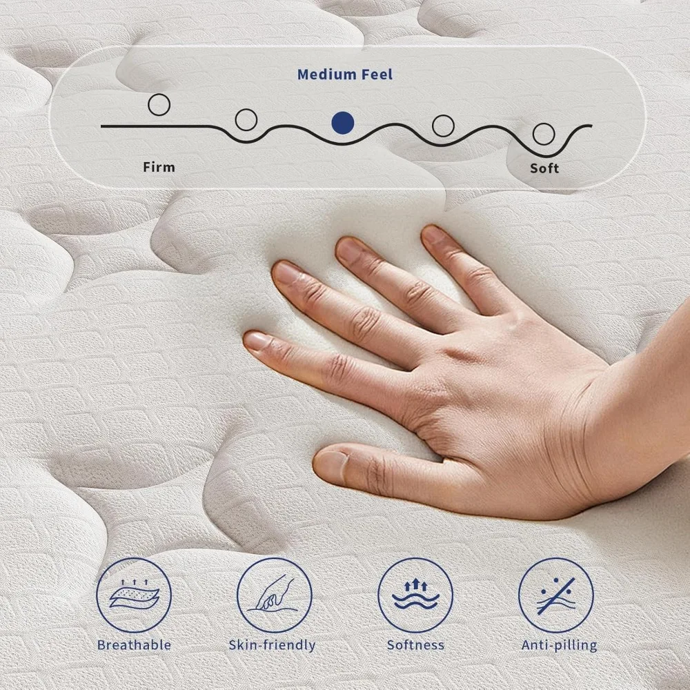 Mattress,12 Inch Mattresses in a Box, Individually Wrapped Pocket Coils for Isolate Motion,Pressure Relief,CertiPUR-US Certified - Image 5