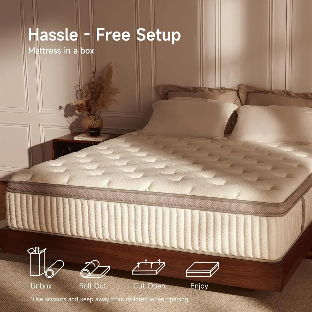 Queen Mattress,Queen Size Cooling Gel Memory Foam Mattresses for Pressure Relief, Medium Firm Hybrid Mattress in a Box - Image 6