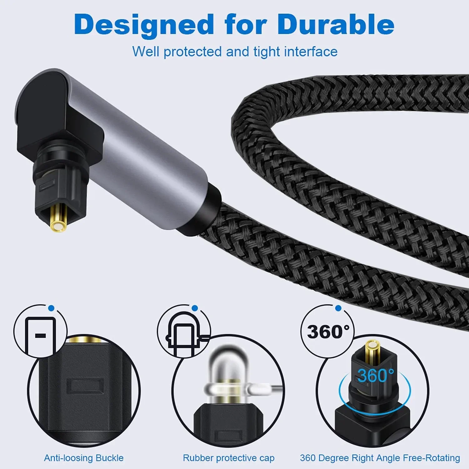 HIFI Digital Optical Audio Cable 90 Degree Toslink SPDIF Coaxial Cable Adapter for Amplifiers Blu-ray Xbox 360 PS4 Soundbar - Image 3