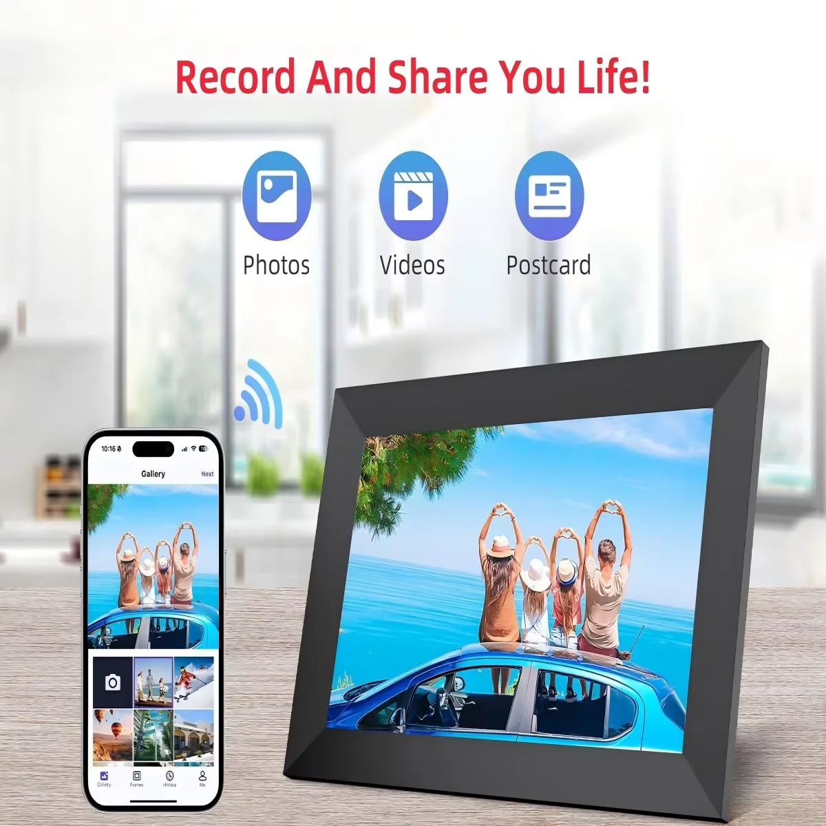 10.1” WiFi Digital Photo Frame, IPS Touch Screen, 32GB Storage, Gravity Sensor Support, Photo/Video Sharing via Secure Free Apps - Image 6