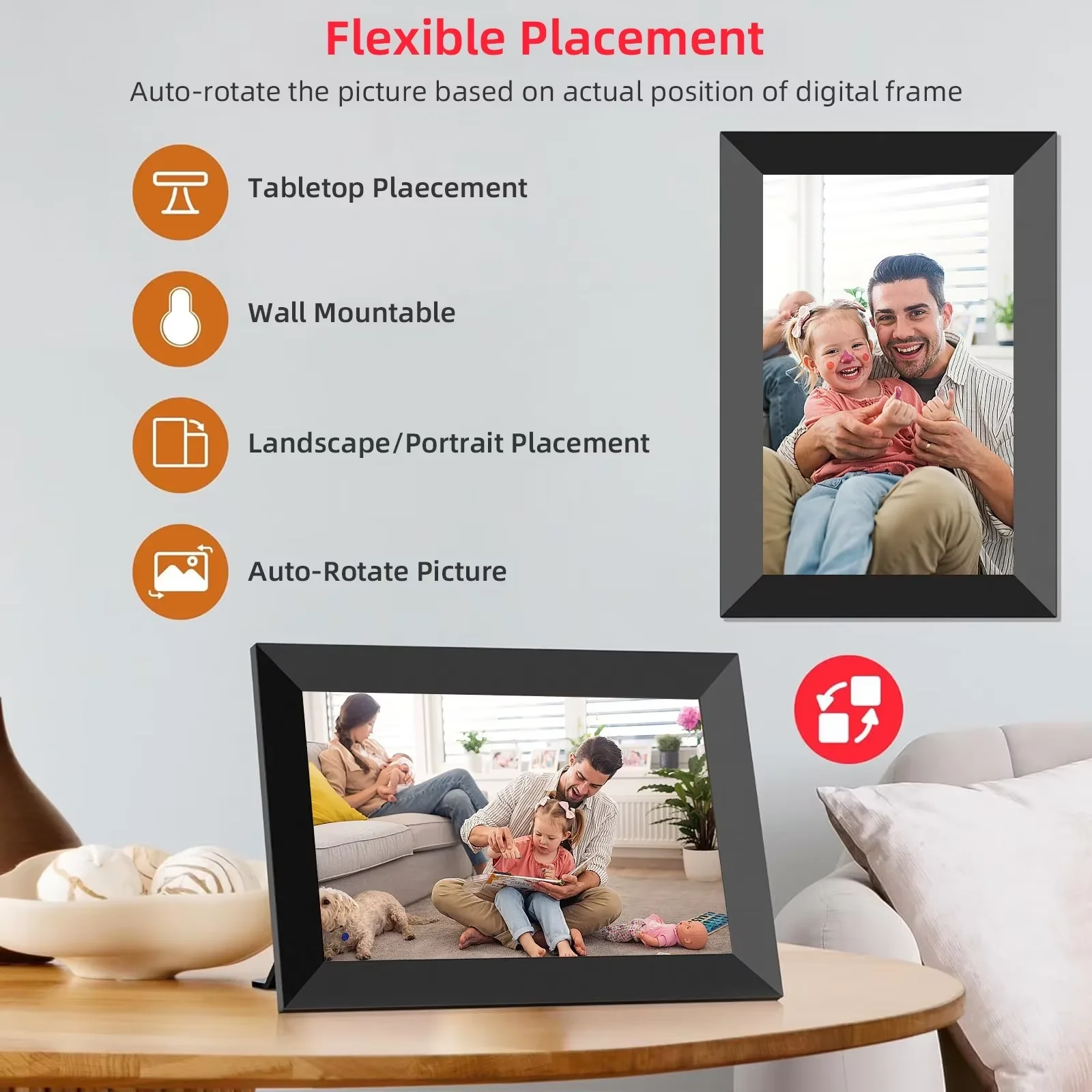 10.1” WiFi Digital Photo Frame, IPS Touch Screen, 32GB Storage, Gravity Sensor Support, Photo/Video Sharing via Secure Free Apps - Image 4