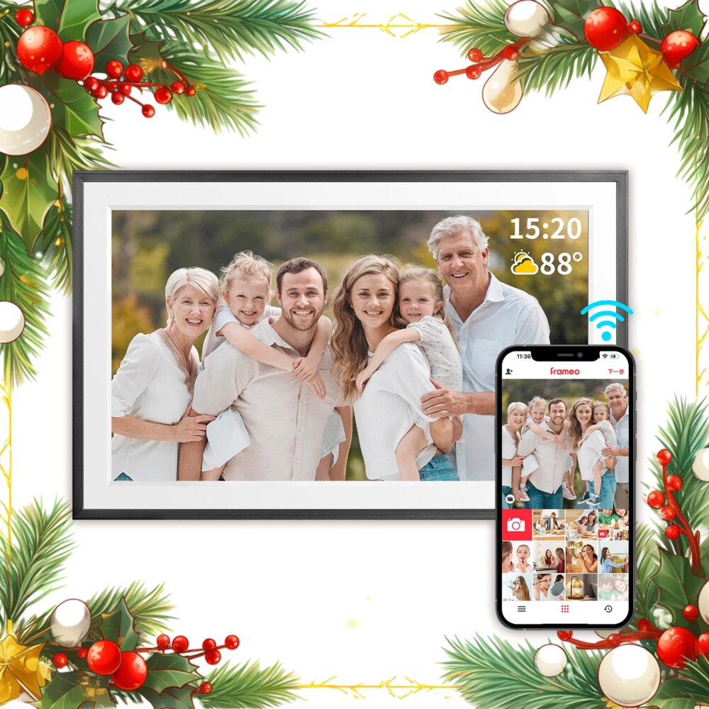 Christmas Gift Digital Picture Frame 15.6 Inch WiFi Frameo 1920 *1080IPS HD Cloud Smart Digital Photo Frame,32GB Storage,