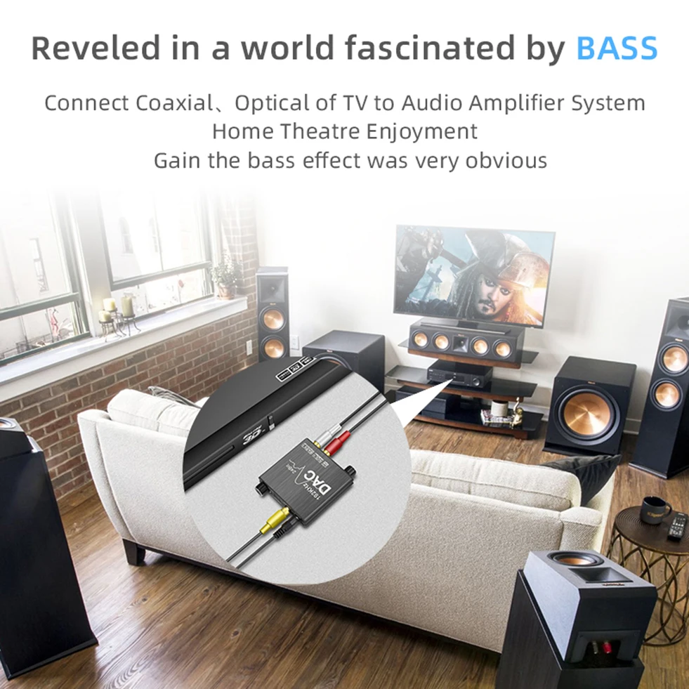 AIXXCO 192KHz Digital to Analog Audio Converter DAC SPDIF Optical to Analog L/R RCA,Toslink Optical to 3.5mm Jack - Image 5