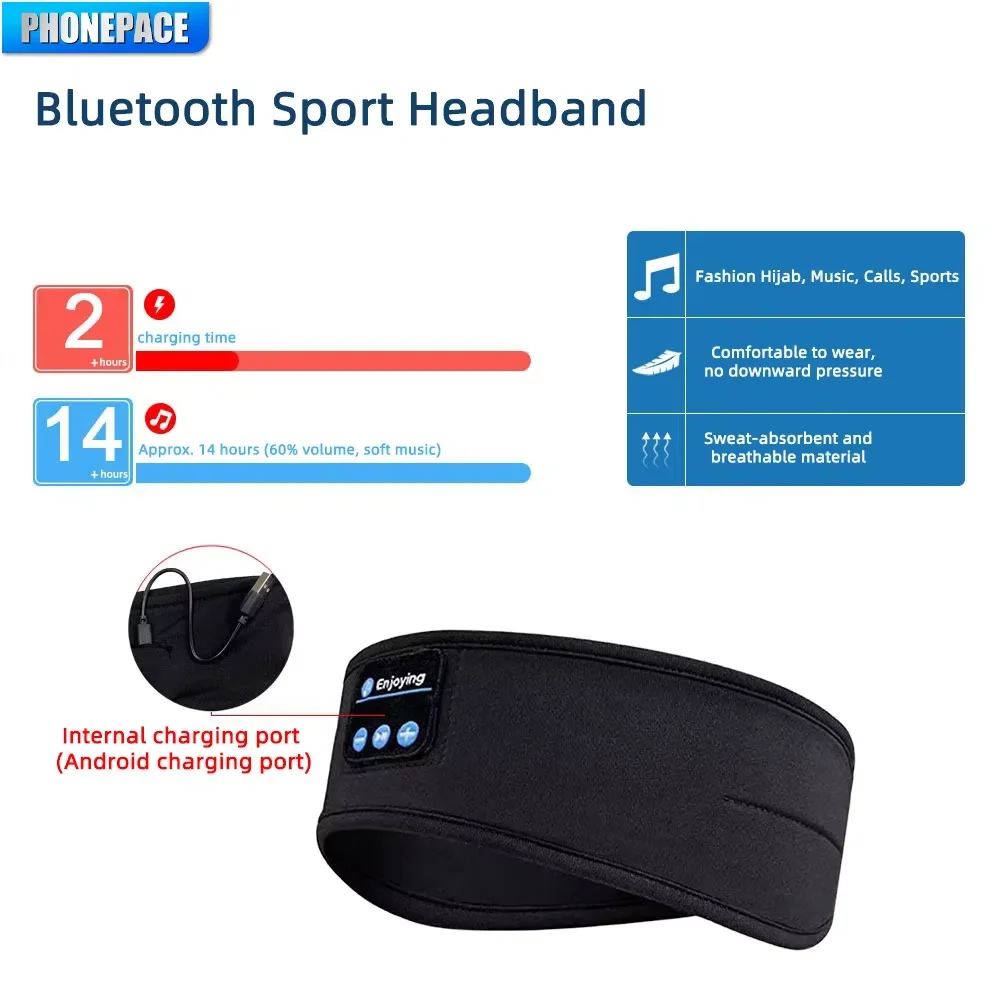 Bluetooth Earphones Sports Sleeping Headband Elastic Wireless Headphones Music Eye Mask Wireless Bluetooth Headset Headband - Image 4