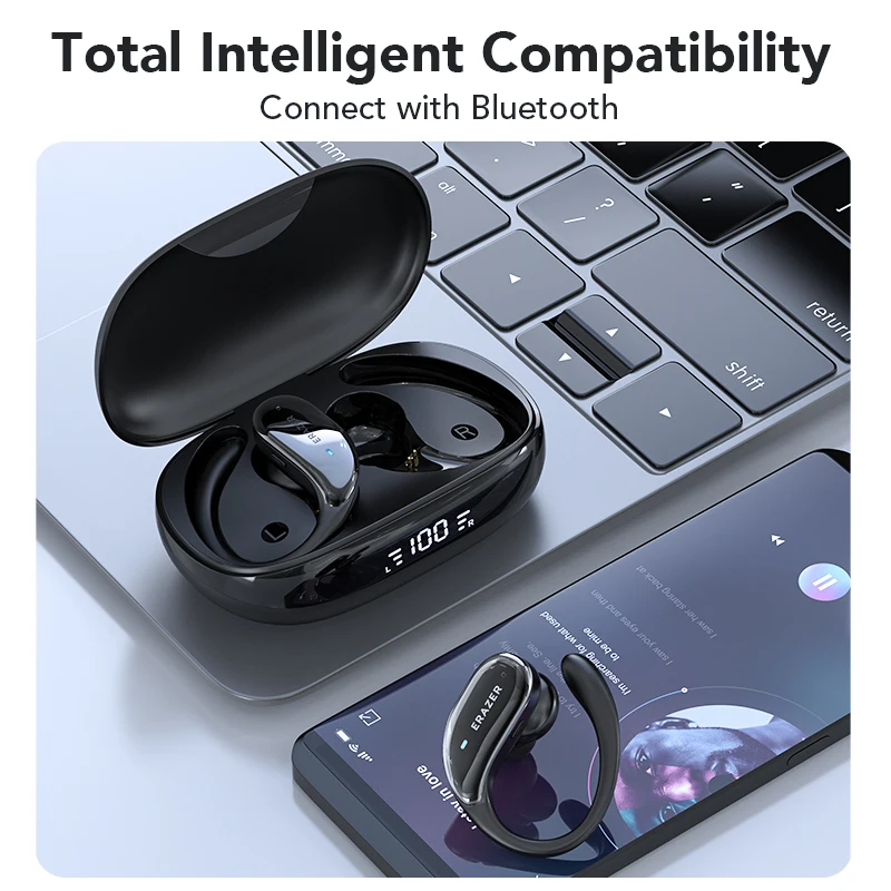 XT80 Bluetooth 5.3 Earphones True Wireless Headphones with Mic Button Control Noise Reduction Earhooks Waterproof Headset - Image 3