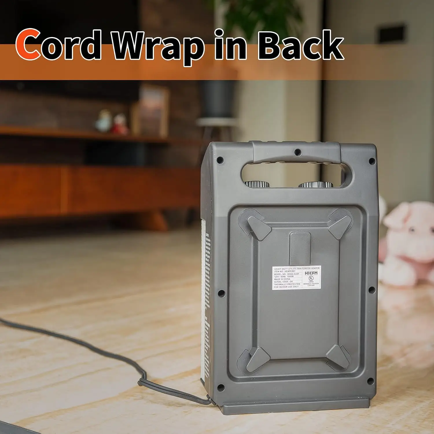 1500W Electric Utility Space Heater BTU 5120 with Thermostat Control - Image 6