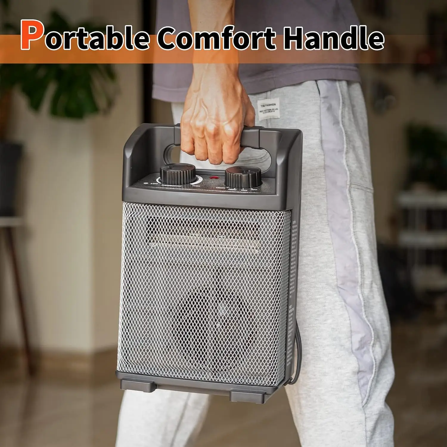 1500W Electric Utility Space Heater BTU 5120 with Thermostat Control - Image 2