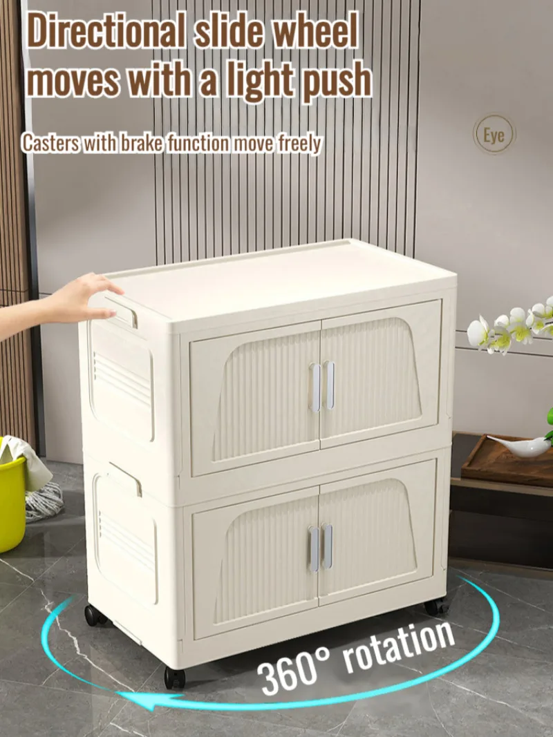 Multifunctional Foldable Storage Cabinet Children's Closet Large Capacity Space Closet Organizer Living Room Sundries Cabinet - Image 3