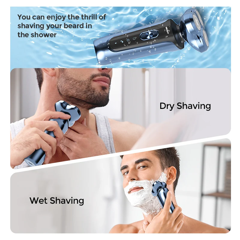 SEJOY Electric Shaver for Men,Hair Trimmer,Nose Hair Scissors,Facial Cleanser, Facial Massager Rechargeable Shaving Machine - Image 4