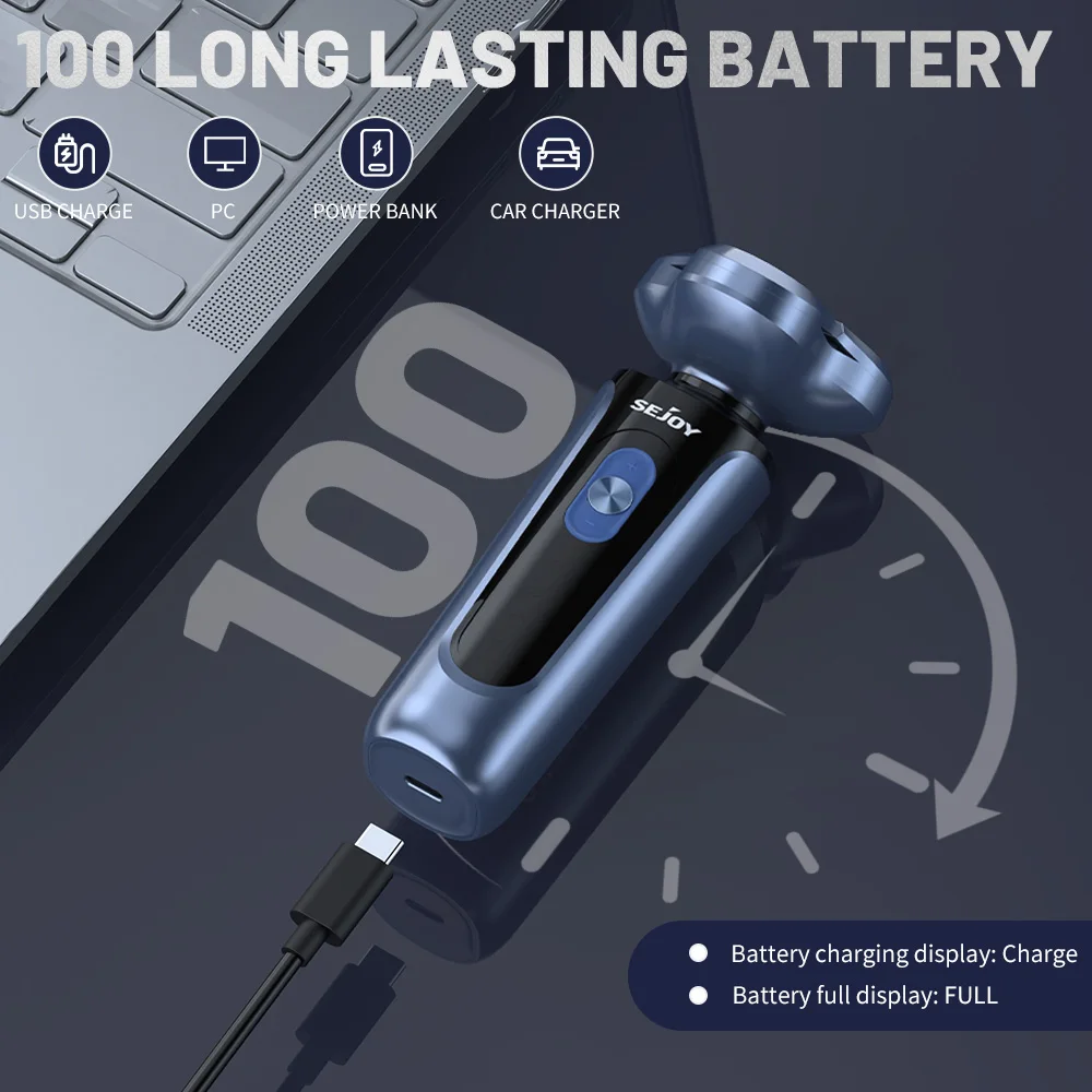 Sejoy 5 in 1 Men's Electric Razor for Men Nose Hair Trimmer Electric Hair Clipper Rechargeable with Beard Trimmer - Image 5