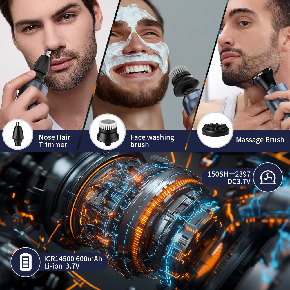 Sejoy 5 in 1 Men's Electric Razor for Men Nose Hair Trimmer Electric Hair Clipper Rechargeable with Beard Trimmer - Image 6