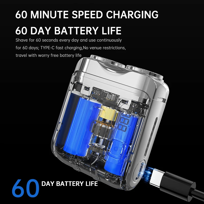 Mini Electric Smart Shaver Household Car Shaver Digital Display Dual Blade Rechargeable Shaver Powerful Beard Trimmer Tool - Image 4