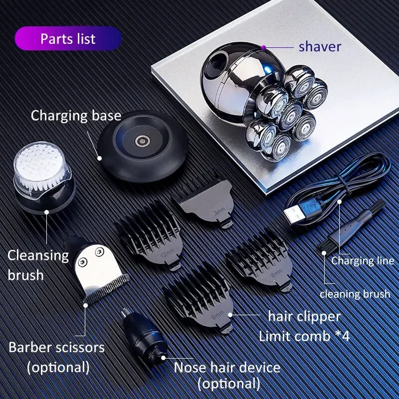 Tinsol 7D Floating Cutter Electric Shaver Head Base Charging Portable Men Beard Trimmer Clipper Skull Shaver Waterproof Shaving - Image 5