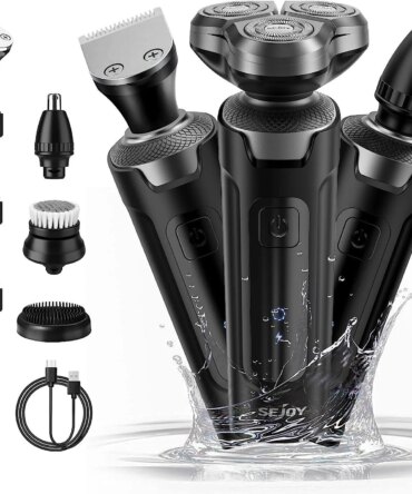 SEJOY 3 In 1 Multifunction Mens Electric Shaver Powerful Beard Nose Hair Trimmer Shaving Machine Electric Razor Waterproof